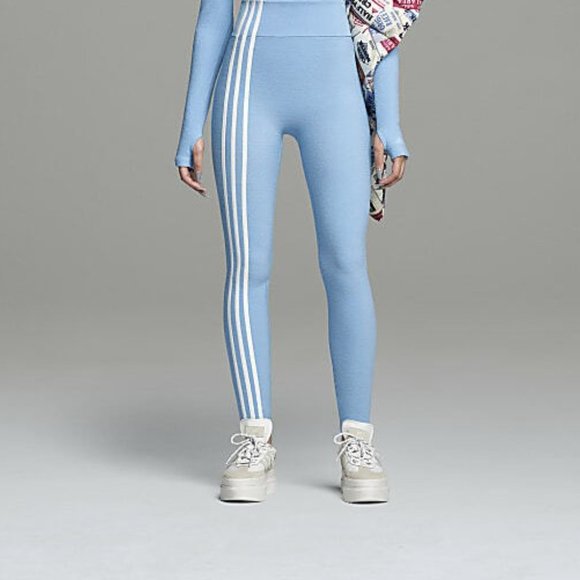 Adidas Ivy Park Blue 3-Stripes Terry Tights Size XS H21169 - Picture 1 of 5